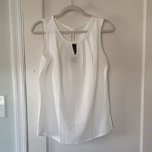 White Sleeveless Blouse Top Small